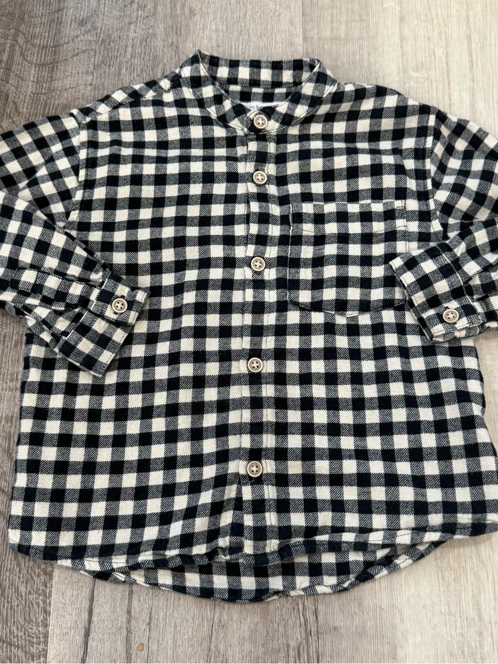 Zara Boys Black & White Checkered Button-Down Shirt